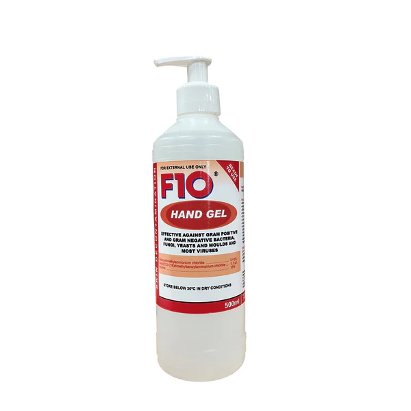 F10 Hand Gel Sanitiser 500ml – Fast Drying Antibacterial Reptile Safe Hand Disinfectant