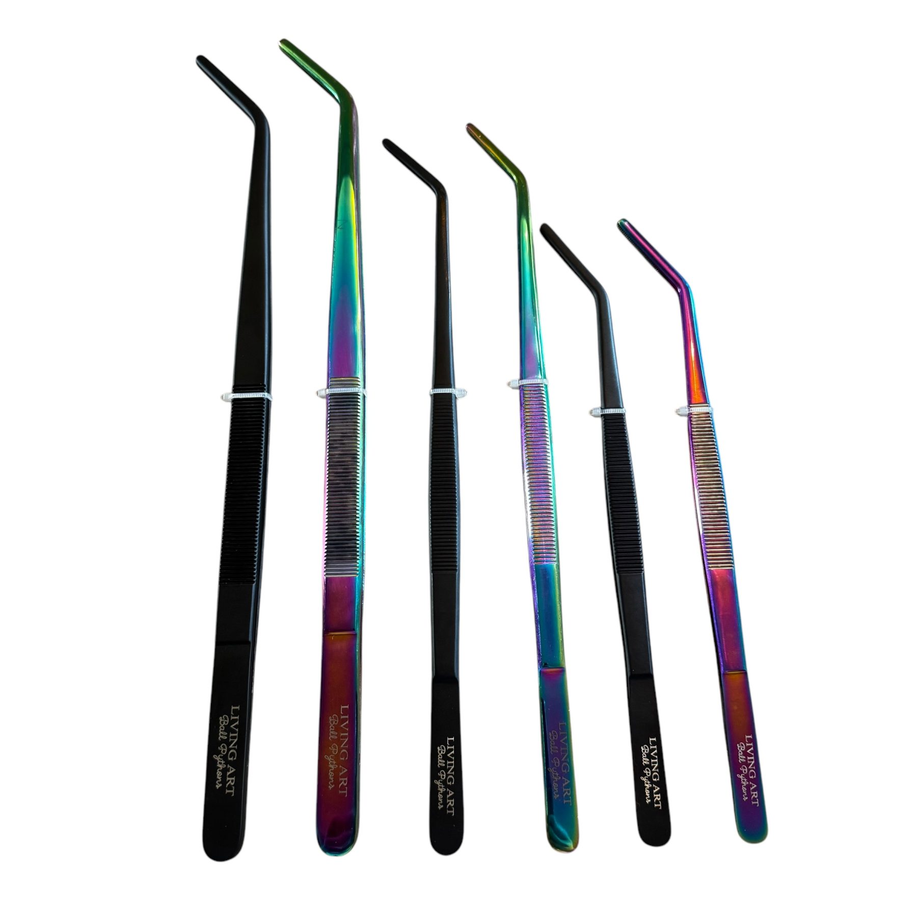 LABP Angled Reptile Feeding Tweezers – Stainless Steel (10", 12" & 14")