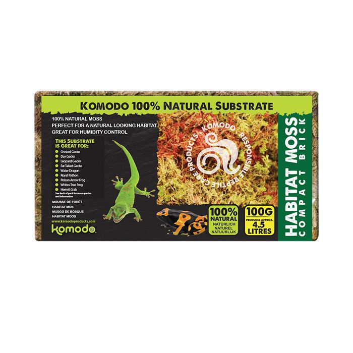 Komodo Habitat Moss Compact Brick – Sphagnum Moss Substrate for Humidity & Bioactive Setups
