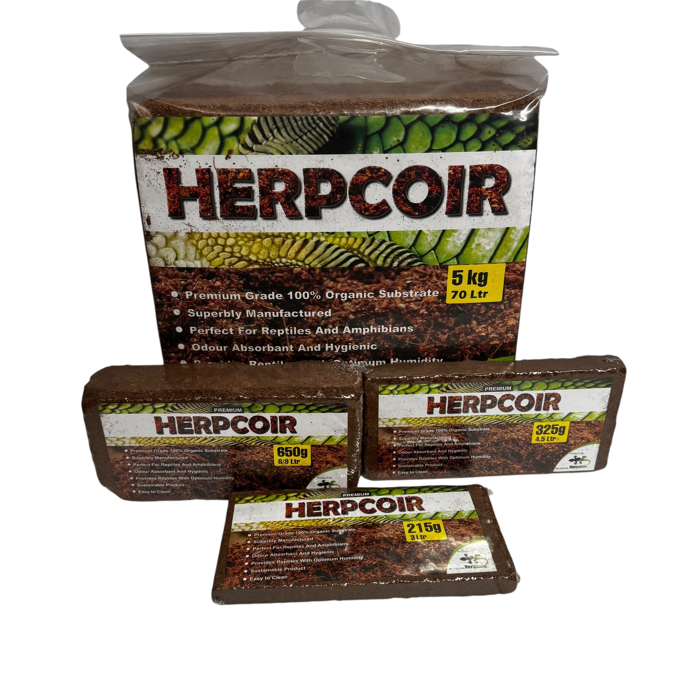 HerpCoir Compact Bricks – Coconut Fibre Substrate for Reptiles, Amphibians & Invertebrates