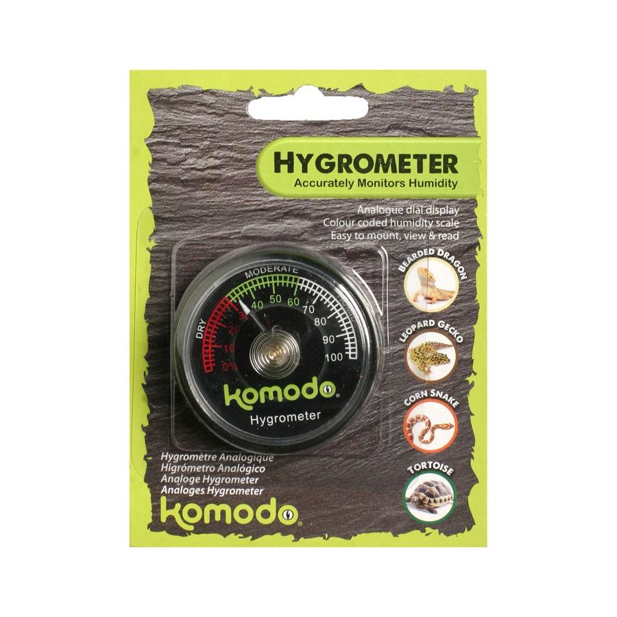 Komodo Analogue Hygrometer – Reptile Humidity Gauge for Vivariums & Terrariums