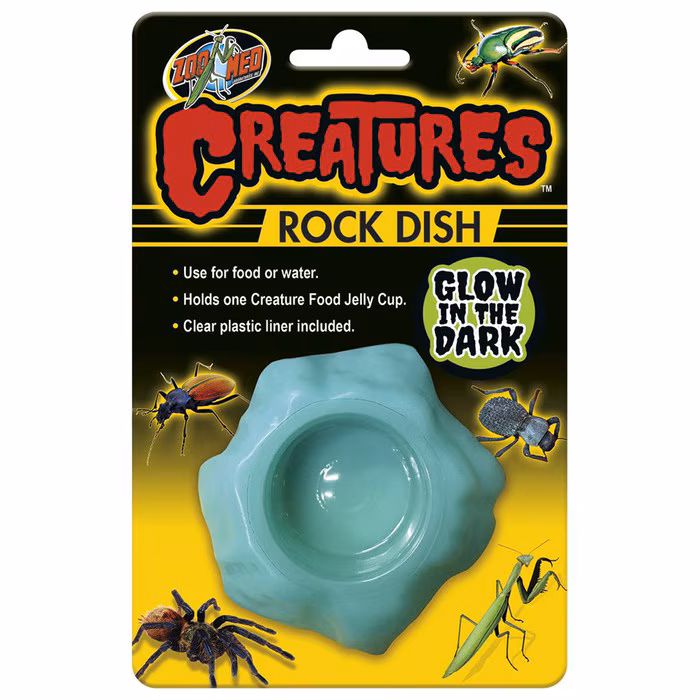 Zoo Med Creatures Glow in the Dark Rock Dish – Invertebrate Food & Water Dish