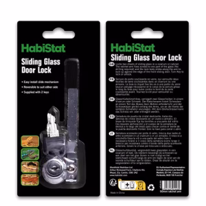 HabiStat Sliding Glass Door Lock – Vivarium Security Lock with 2 Keys (90mm & 120mm)