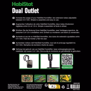 DualOutlet4 HABISTAT HUMIDIFIER DUAL OUTLET KIT FOR REPTILE HUMIDIFIER – SPLITS MIST TO TWO ENCLOSURES